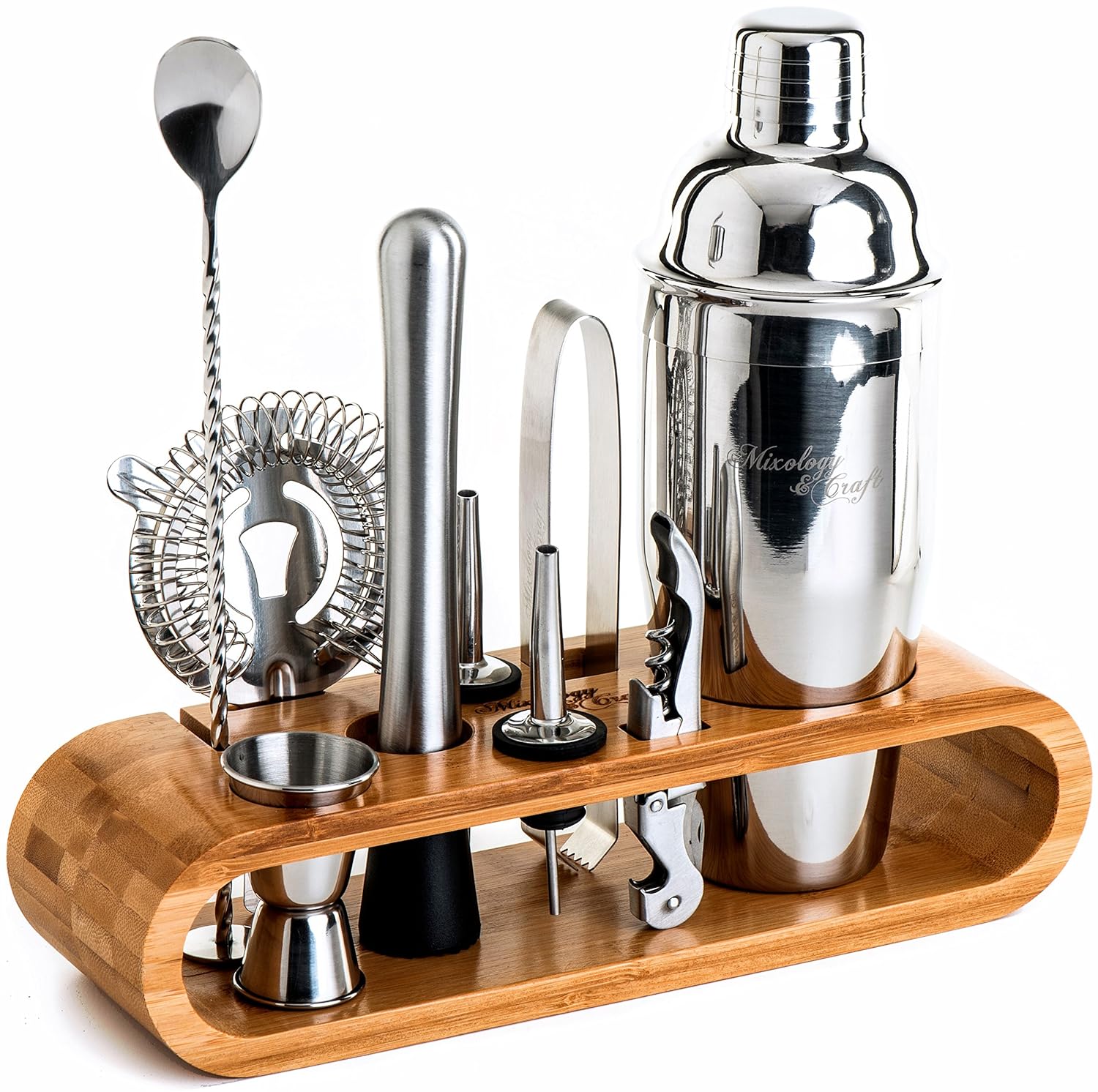 Mixology Bartender Kit: 10-Piece Bar Tool Set with Stylish Bamboo Stand