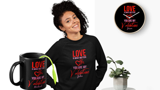 Cute Valentine's Day Tshirts, Mugs And Clocks That Say I Love You